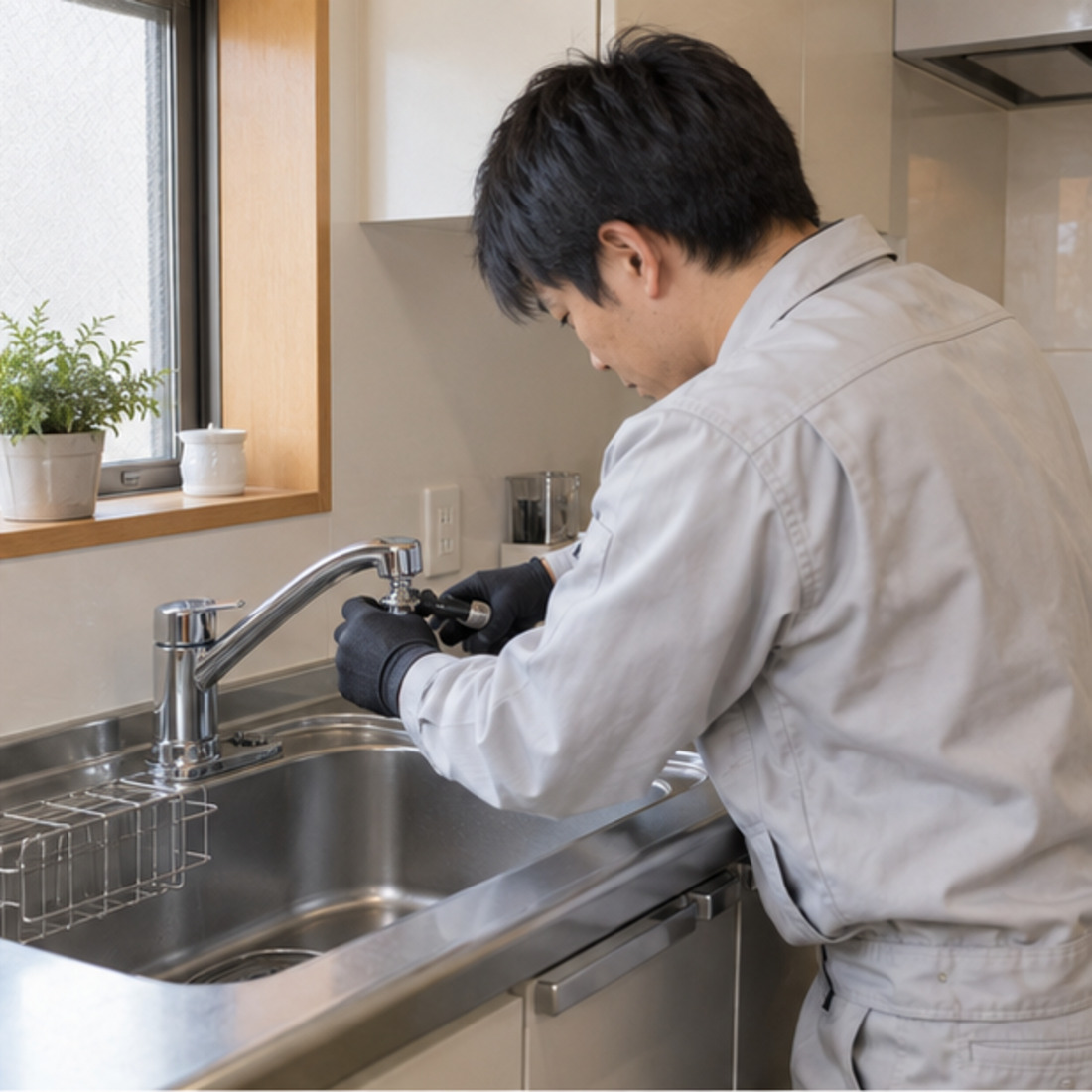 Troca de torneira em cozinha japonesa